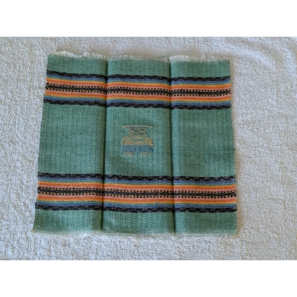 Vintage Southwestern Mexican Woven Textile Folk Art Napkins & Tablecloth Sarape
